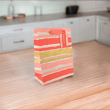 Love Vivid Painterly Pink Med Gift Bag with vibrant abstract design, perfect for special occasions