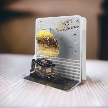 Gramophone Pop-up Small 3D Card
