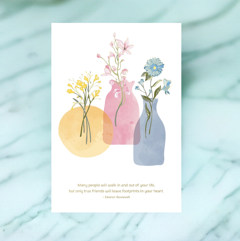 Three Vases Birthday Card Friend