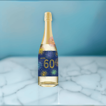 Pictura 60th Birthday Fireworks Champagne Sound Card with colorful fireworks and celebratory champagne sound illustration.