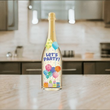 Pictura Let's Party Birthday Champagne Sound Card with decorative champagne bottle design and festive birthday graphics.