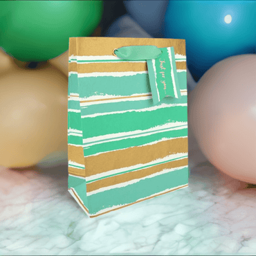 Painterly Mint Med Gift Bag by Love Vivid with colorful artistic floral design on sturdy paper background.