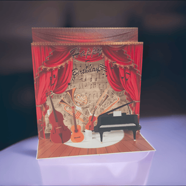 Pictura piano large pop-up card featuring a detailed 3D piano design, perfect for greeting or special occasion cards.