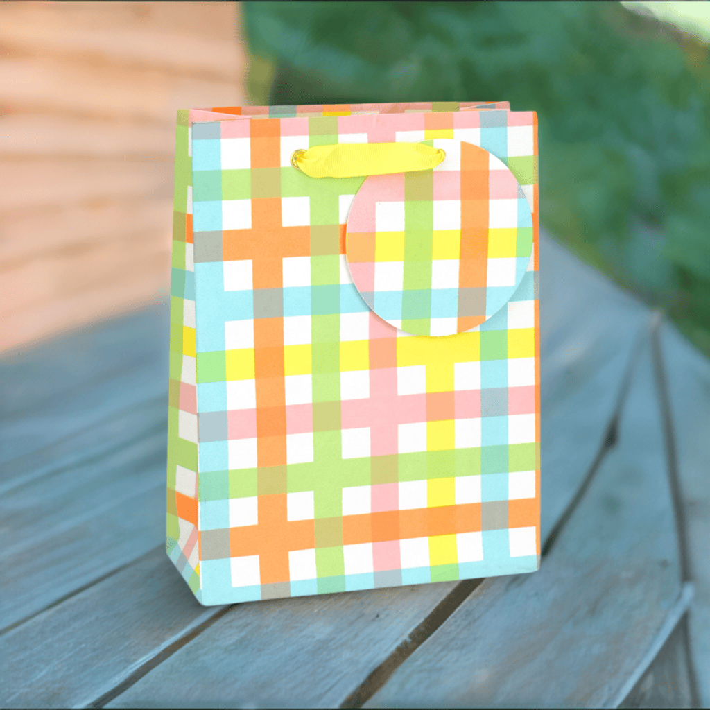 Spring Check Med Bag gift bag by Love Vivid featuring a cheerful spring-themed design with check patterns and vibrant colors.