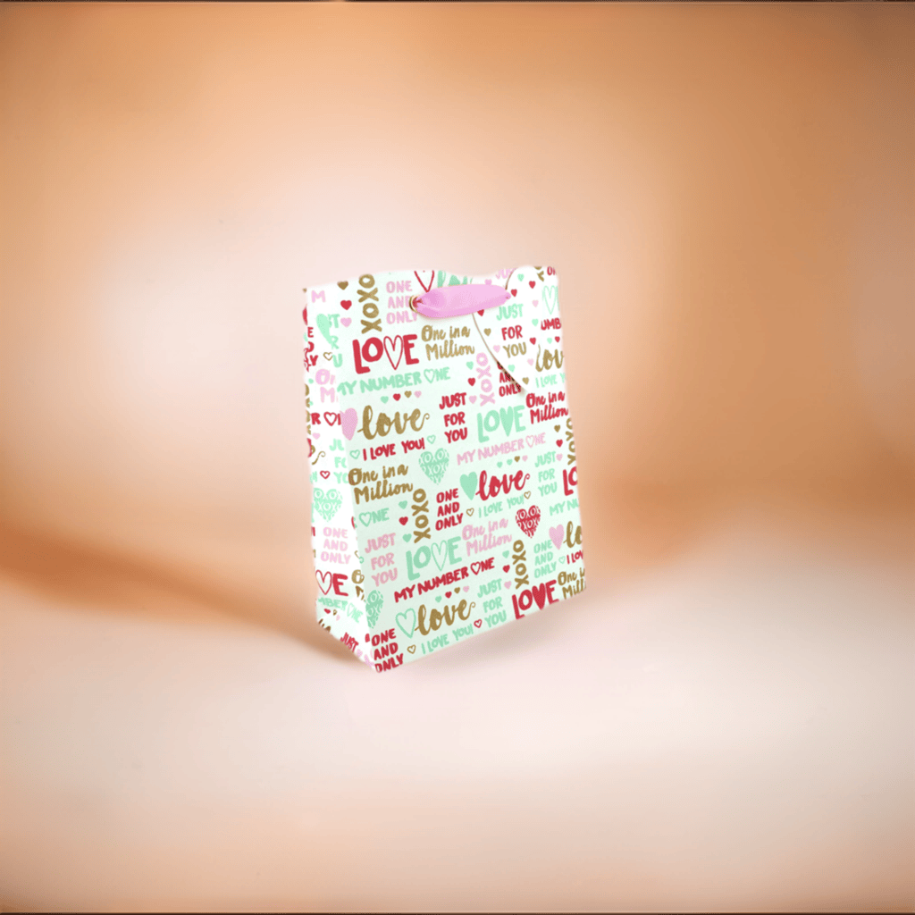 Love Vivid Just for You Med Bag gift bag with colorful floral and heart designs, perfect for gifting occasions.