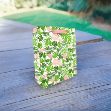 Large Love Vivid Palms gift bag with vibrant palm leaf design, perfect for gift wrapping and special occasions.
