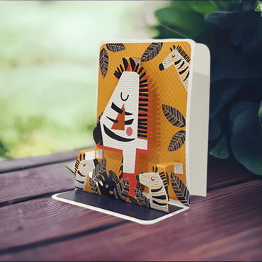 Four small Pictura pop-up cards featuring intricate 3D designs and colorful illustrations on high-quality cardstock.