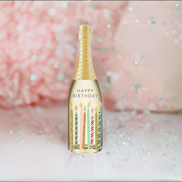 Pictura Champagne Sound Card featuring birthday candles with a festive design and champagne sound effects for celebrations.