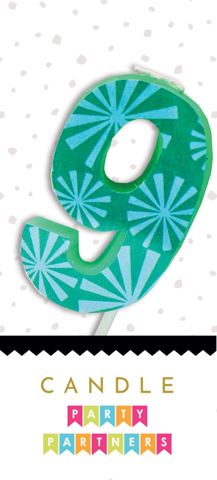 Number 3 decal candle from Party Partners, decorative candle with a number decal for special occasions.