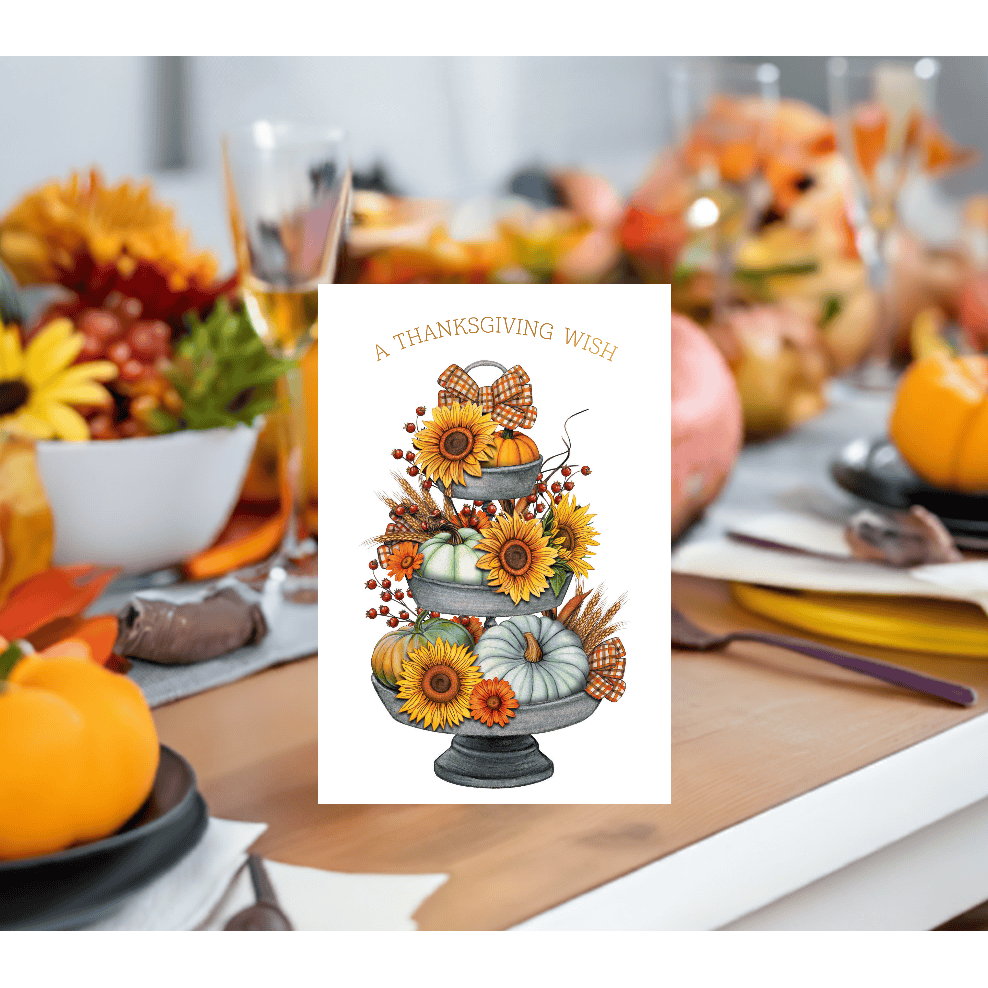 Thanksgiving card featuring fall harvest design from Pictura, with autumn leaves and harvest imagery for Thanksgiving celebrations.