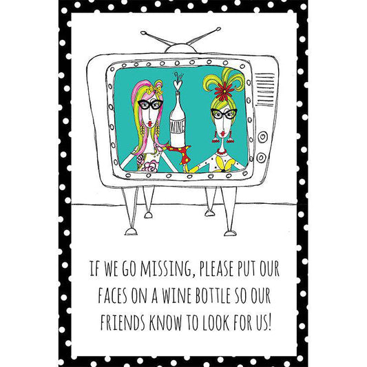 Faces on Wine Bottle Birthday Card by Pictura featuring colorful illustrated faces on a festive card for wine lovers.