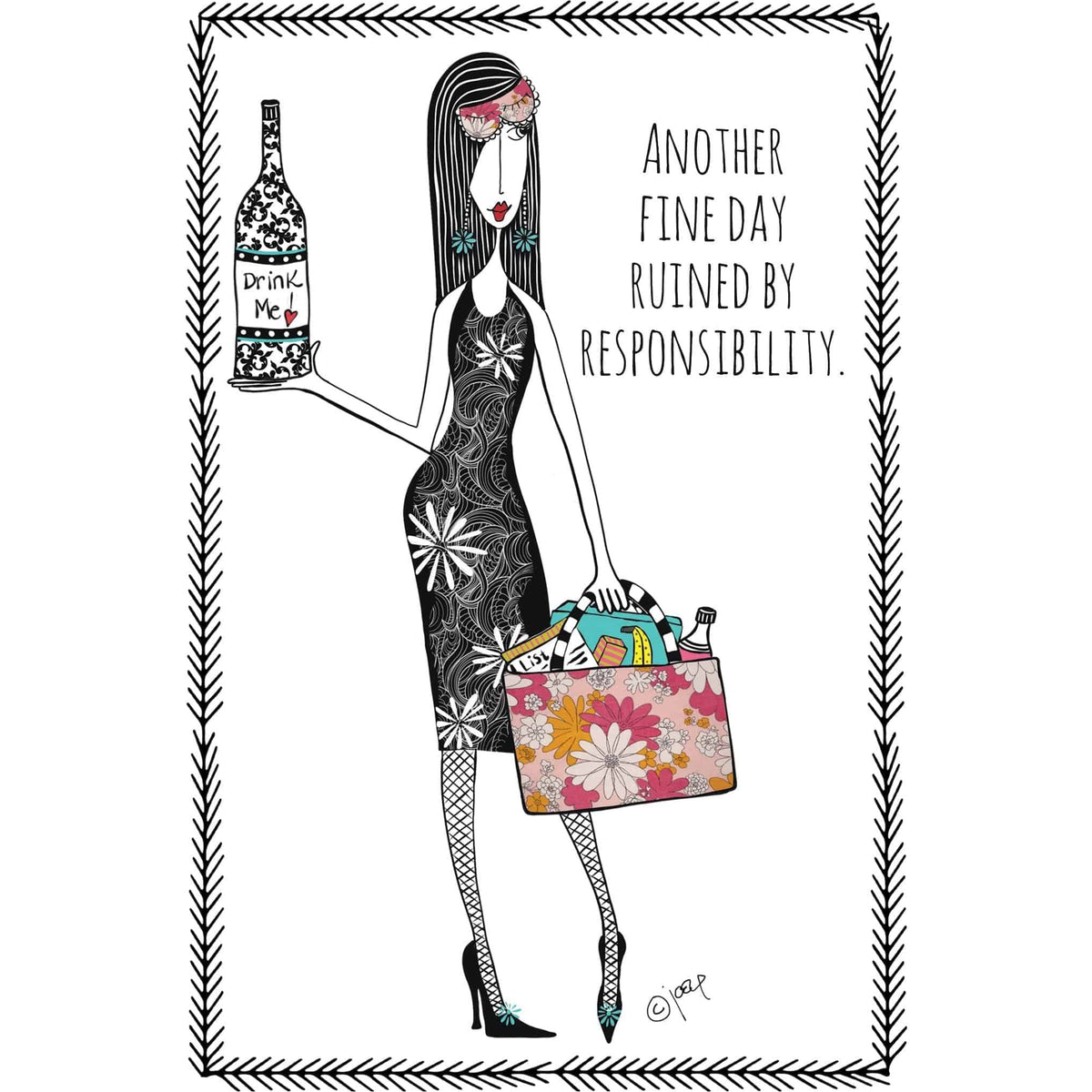 Pictura Ruin Responsibility birthday card featuring Dolly Mamas design with colorful illustrations on an everyday card.