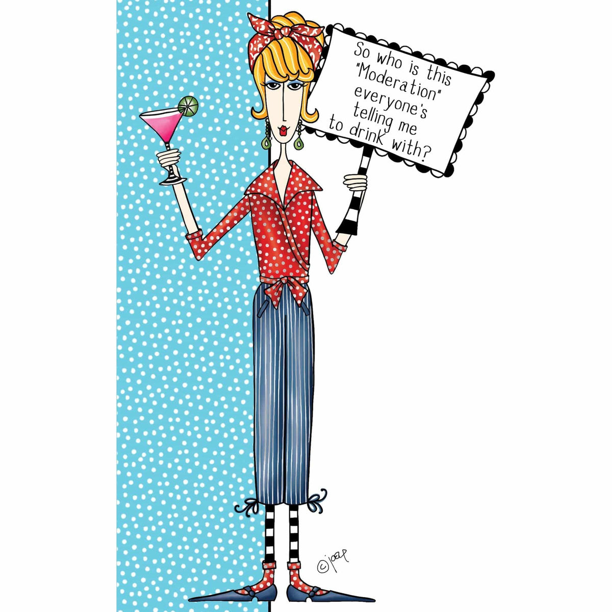 Pictura Dolly Mamas moderation birthday card from the Who Is collection, featuring colorful illustrations on an everyday greeting card.