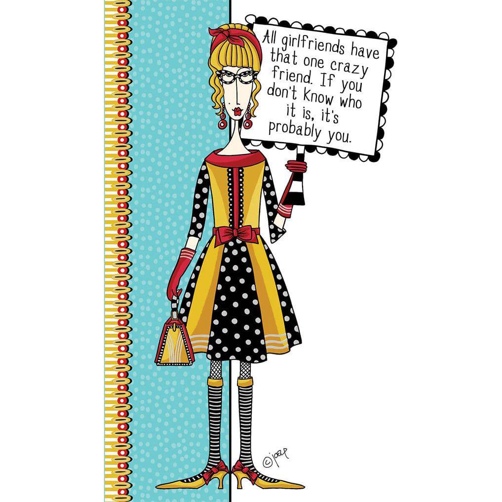 Colorful Crazy Friend Birthday Card by Pictura featuring a playful Dolly Mamas design on a cheerful greeting card.
