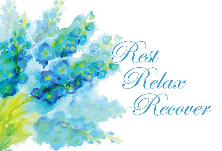 Blue watercolor flower Get Well Recovery card from Pictura, featuring vibrant floral design on an everyday greeting card.
