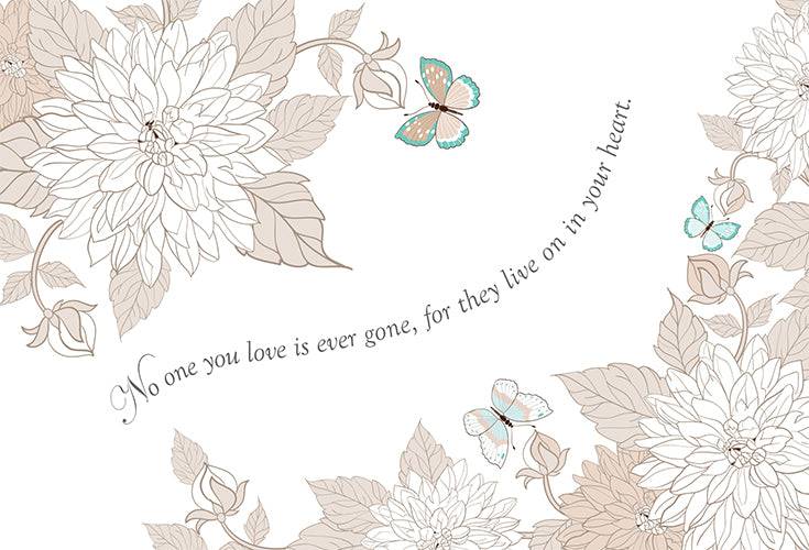 Pictura Butterfly and flower frame sympathy card with delicate floral and butterfly design for heartfelt condolences.