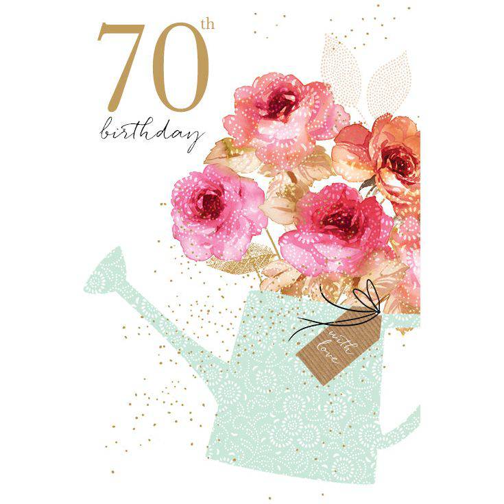 Sara Miller 70th Birthday greeting card from Pictura's everyday cards collection, featuring elegant floral and gold accents.