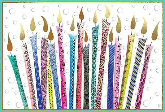 Pictura birthday candles greeting card featuring colorful candle illustrations for special occasions.