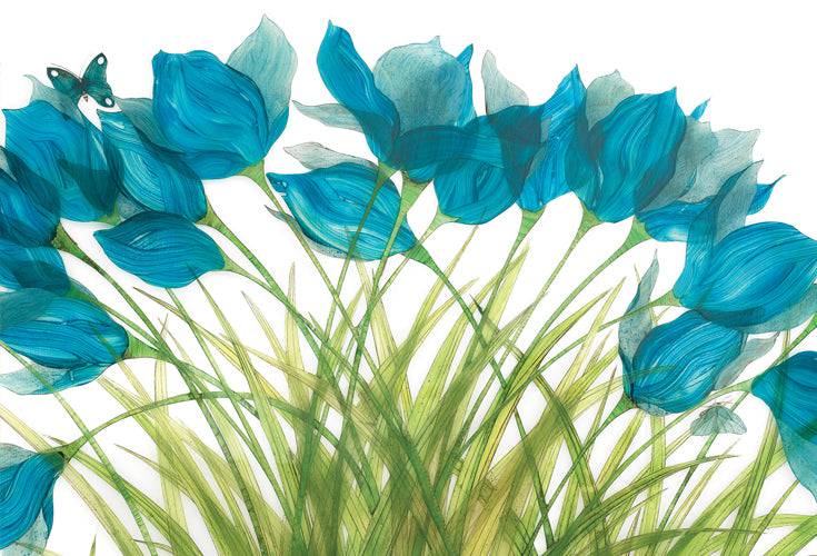 Blue "Get Well" card from Pictura's In Breeze collection, featuring floral design and heartfelt message, perfect for uplifting someone.