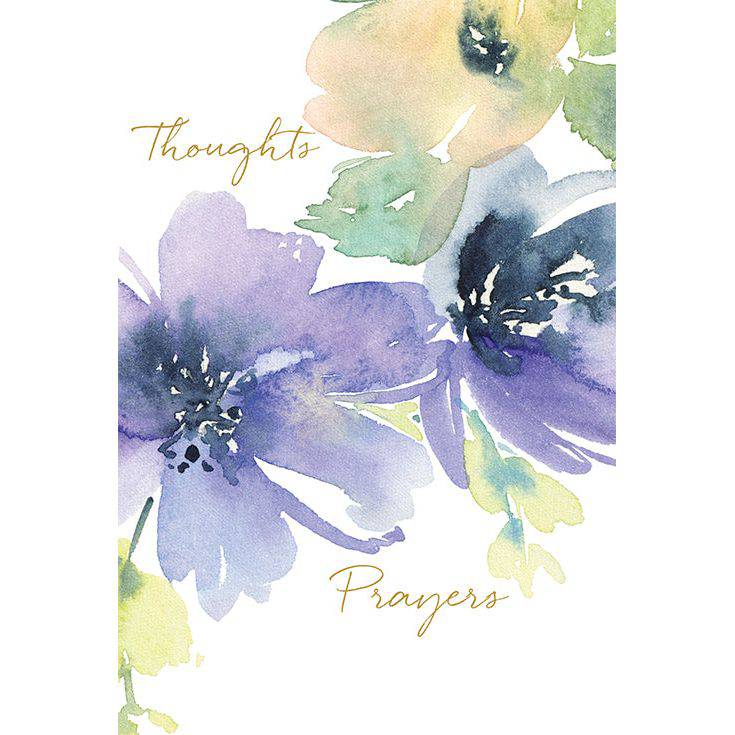 Purple and peach center floral sympathy card from Pictura featuring delicate flower illustrations on an elegant background.