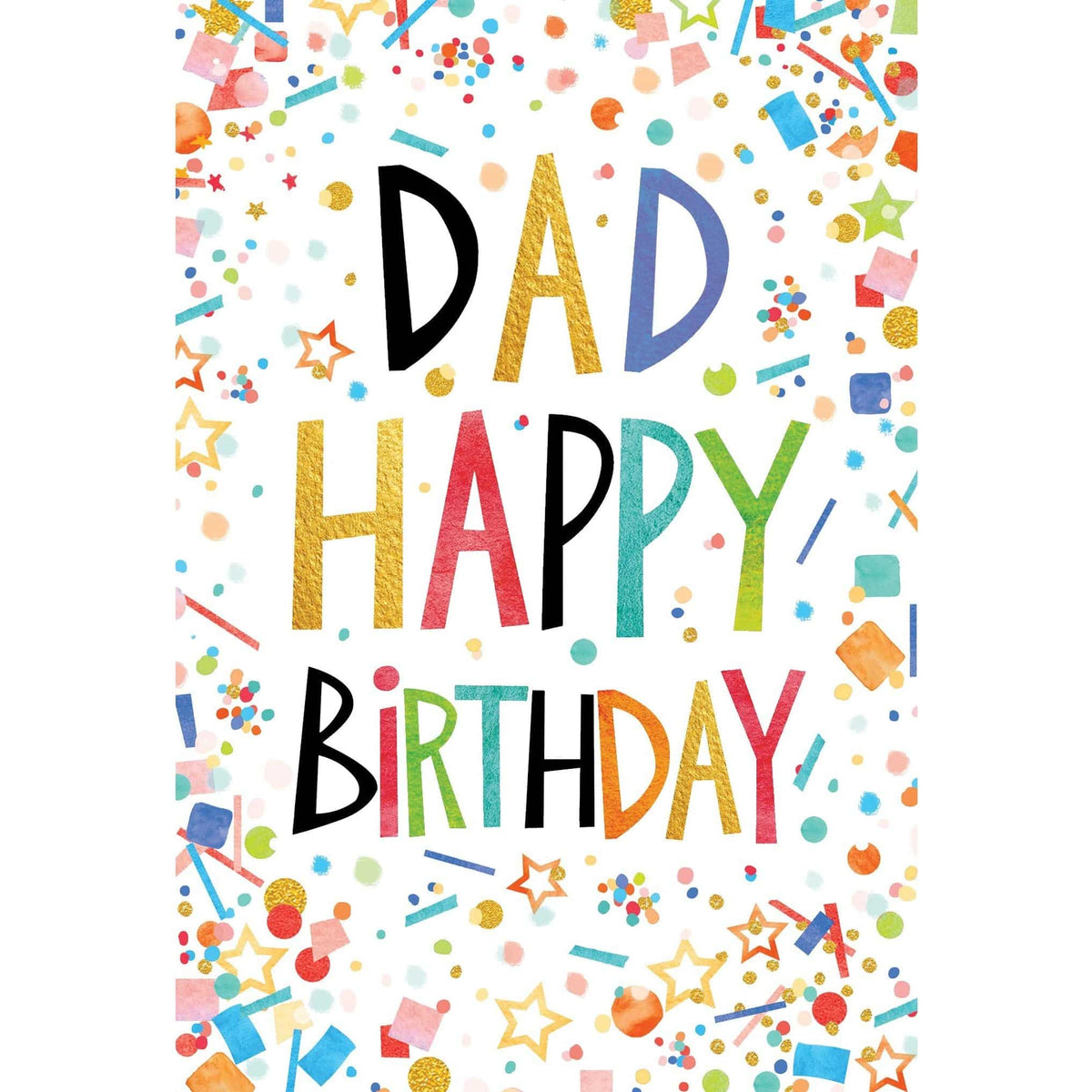 Colorful confetti frame birthday card for father by Pictura, featuring cheerful design and heartfelt message for special occasions.