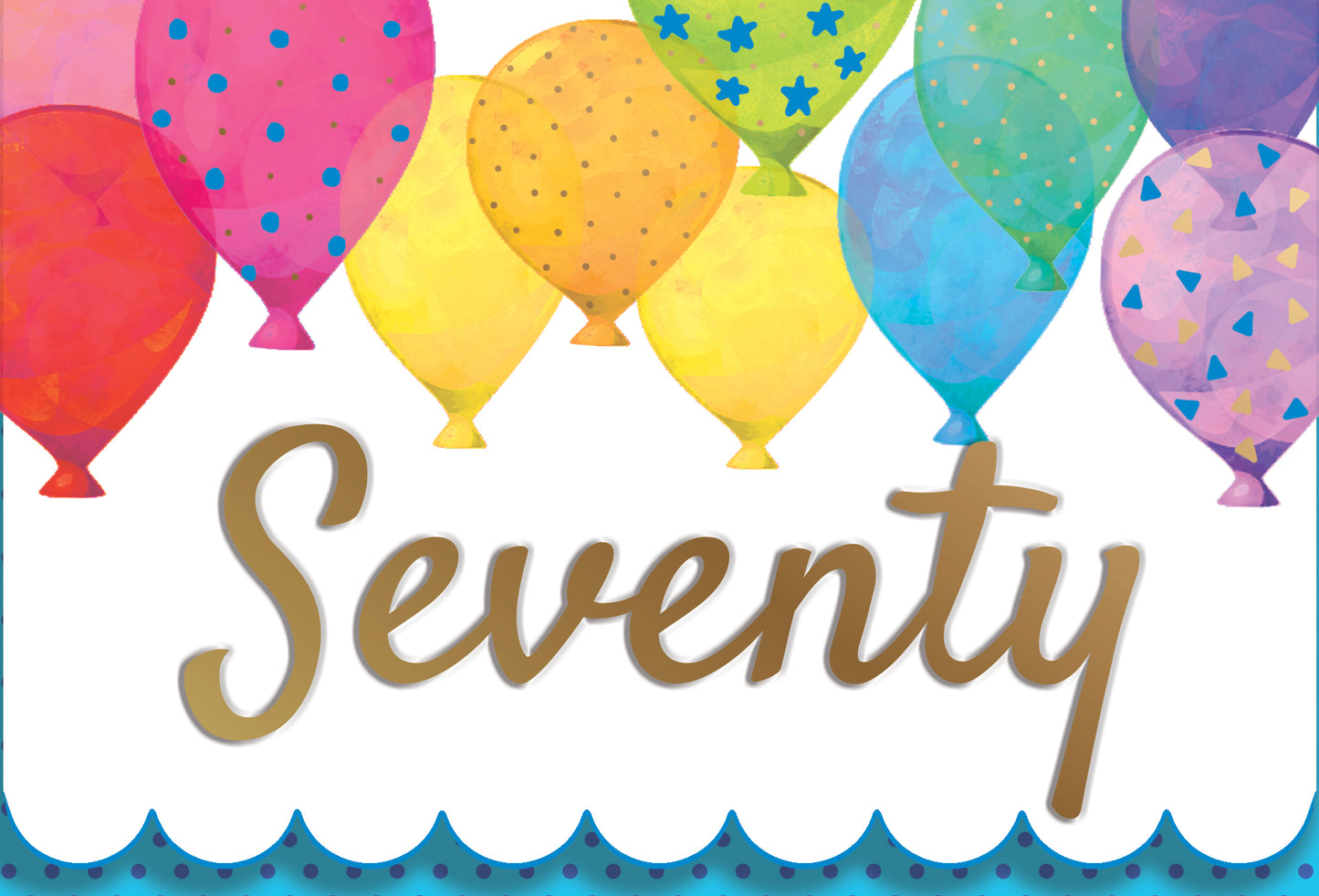 70th Seventy Birthday Card with Colorful balloons - Cardmore