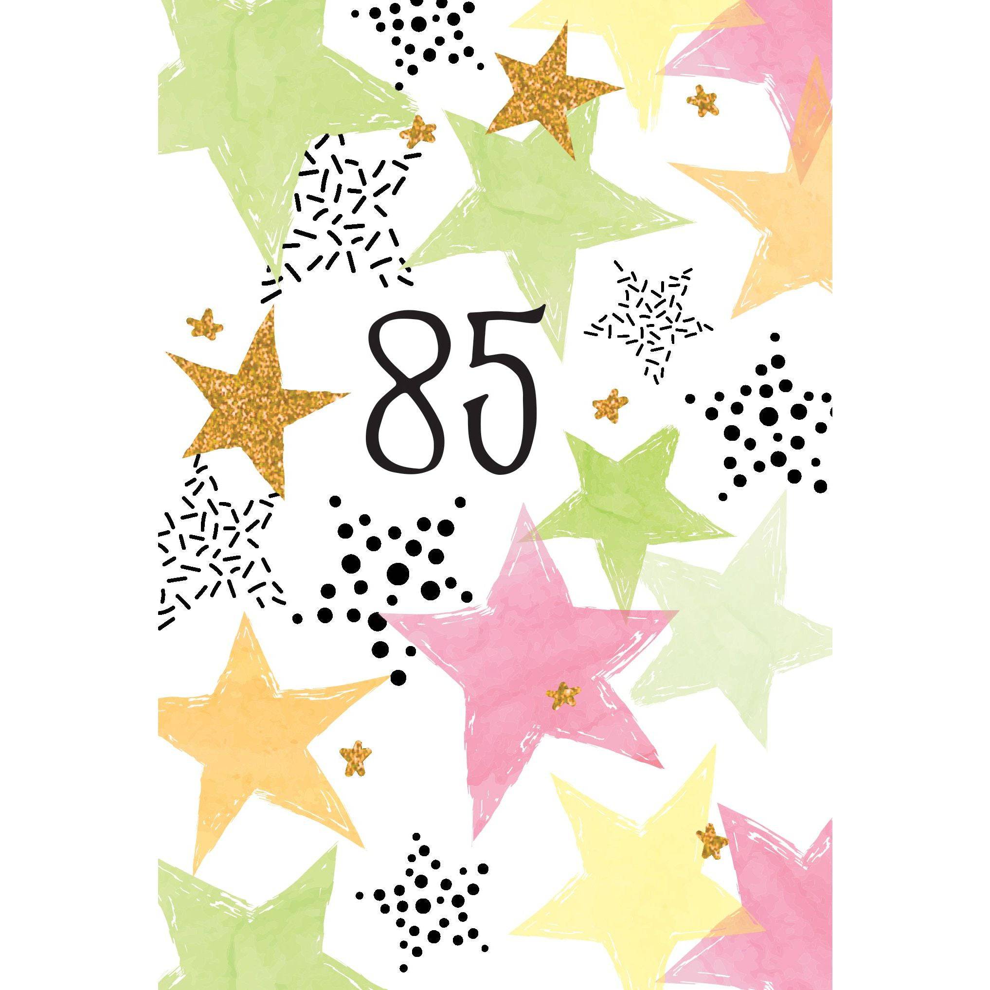 Pictura 85th Stars birthday card with colorful star illustrations, suitable for celebrating a special 85th birthday occasion.
