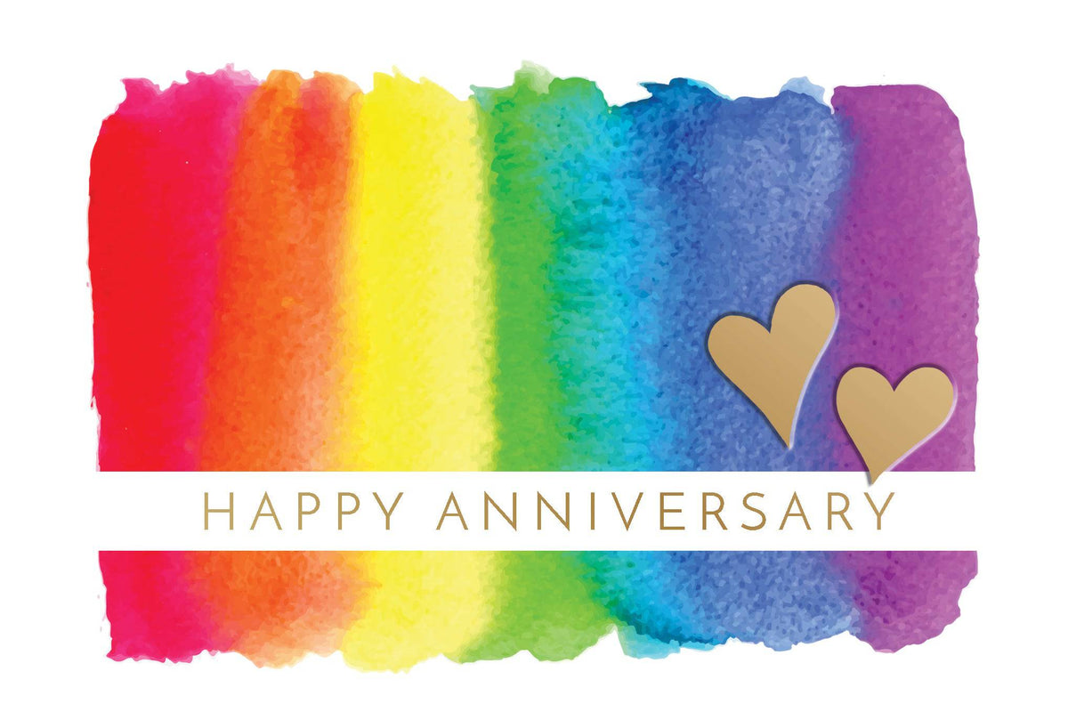 Rainbow of Love anniversary card by Pictura featuring colorful rainbow and heartfelt message for special occasions.