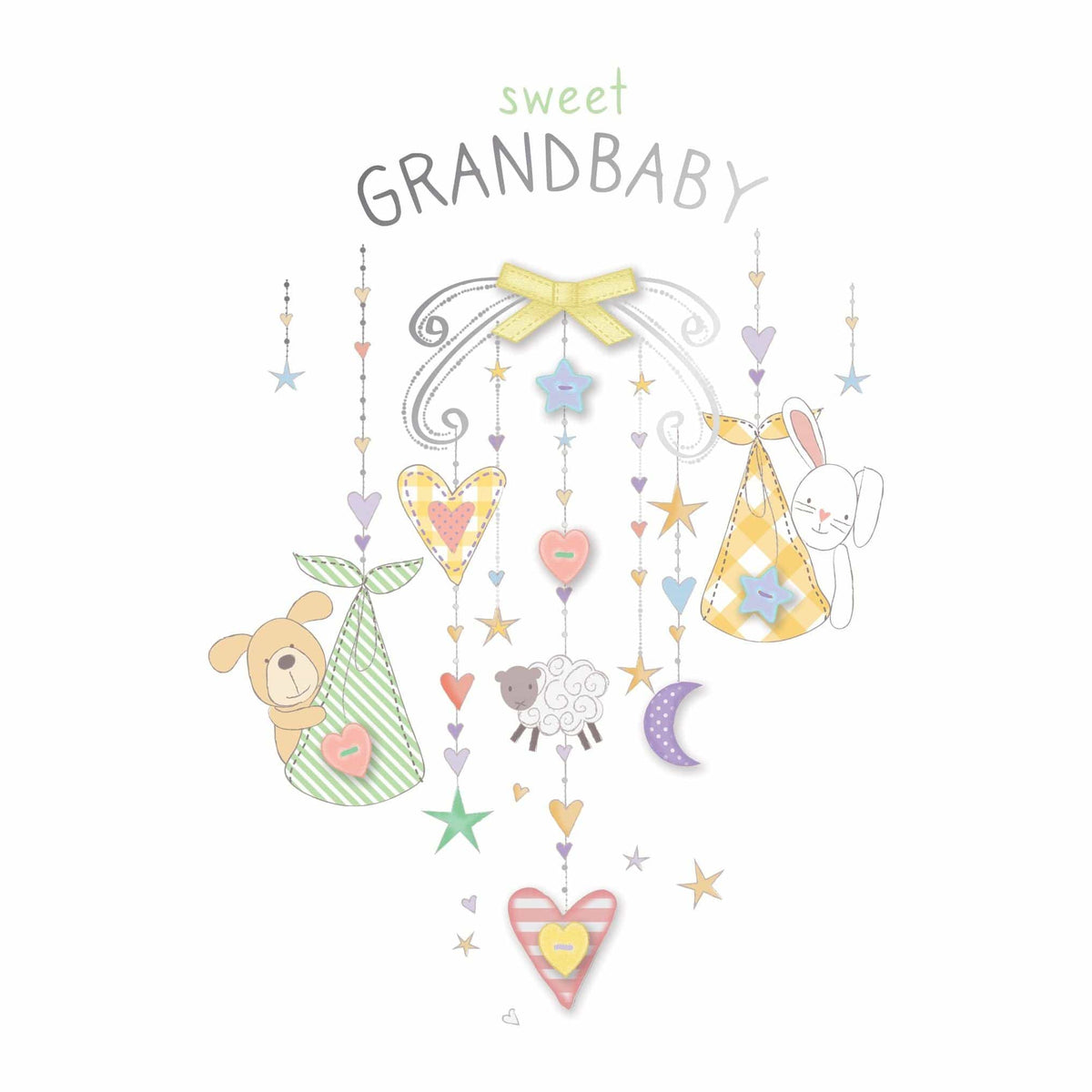 Pictura Animal Mobile New Grandparent Card from the Everyday Cards collection, featuring colorful animal illustrations and heartfelt message.