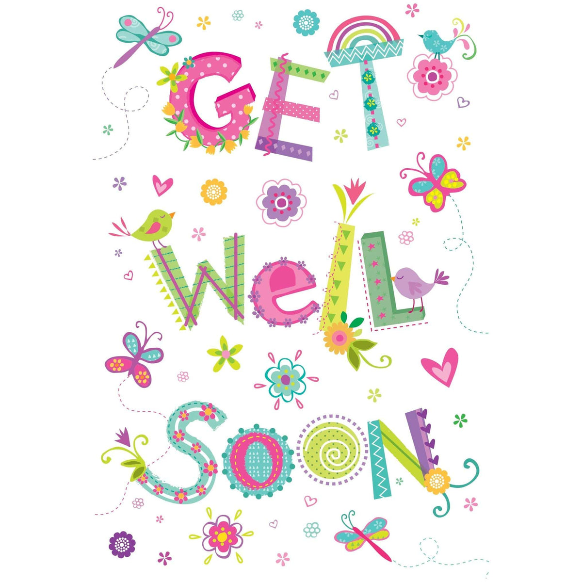 Bright Get Well Text Get Well Card by Pictura featuring cheerful design for sending well wishes and encouragement.