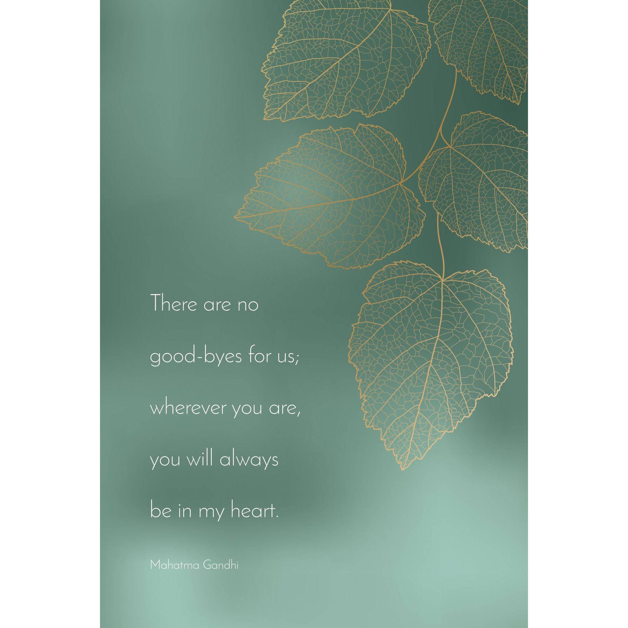 Green leaf outlines sympathy card for loss of husband by Pictura, featuring gentle leaf illustrations on a comforting card.