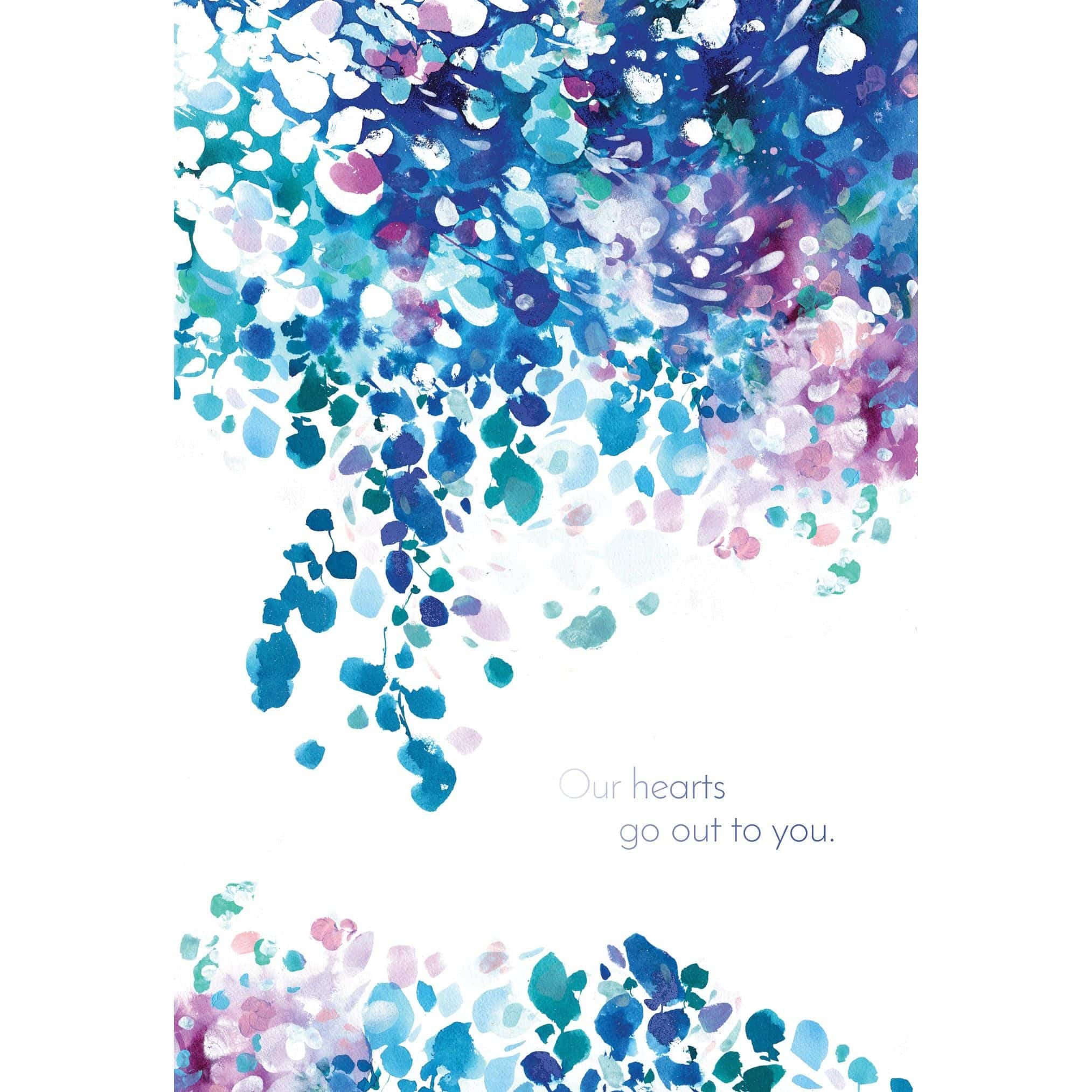 Painted blue sympathy card from Pictura, an everyday greeting card with calming blue floral artwork and heartfelt message.