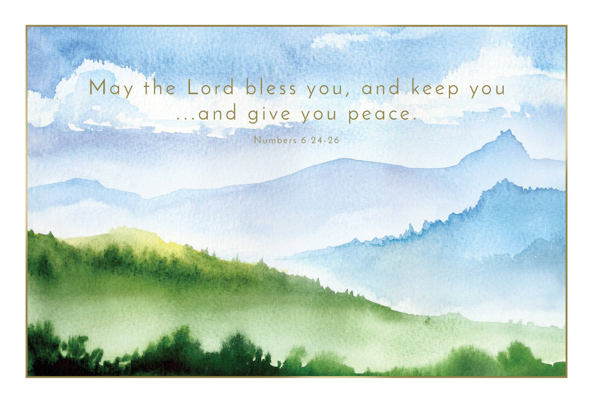 Watercolor Hills Sympathy Card by Pictura featuring soft watercolor landscape and gentle message for condolences.