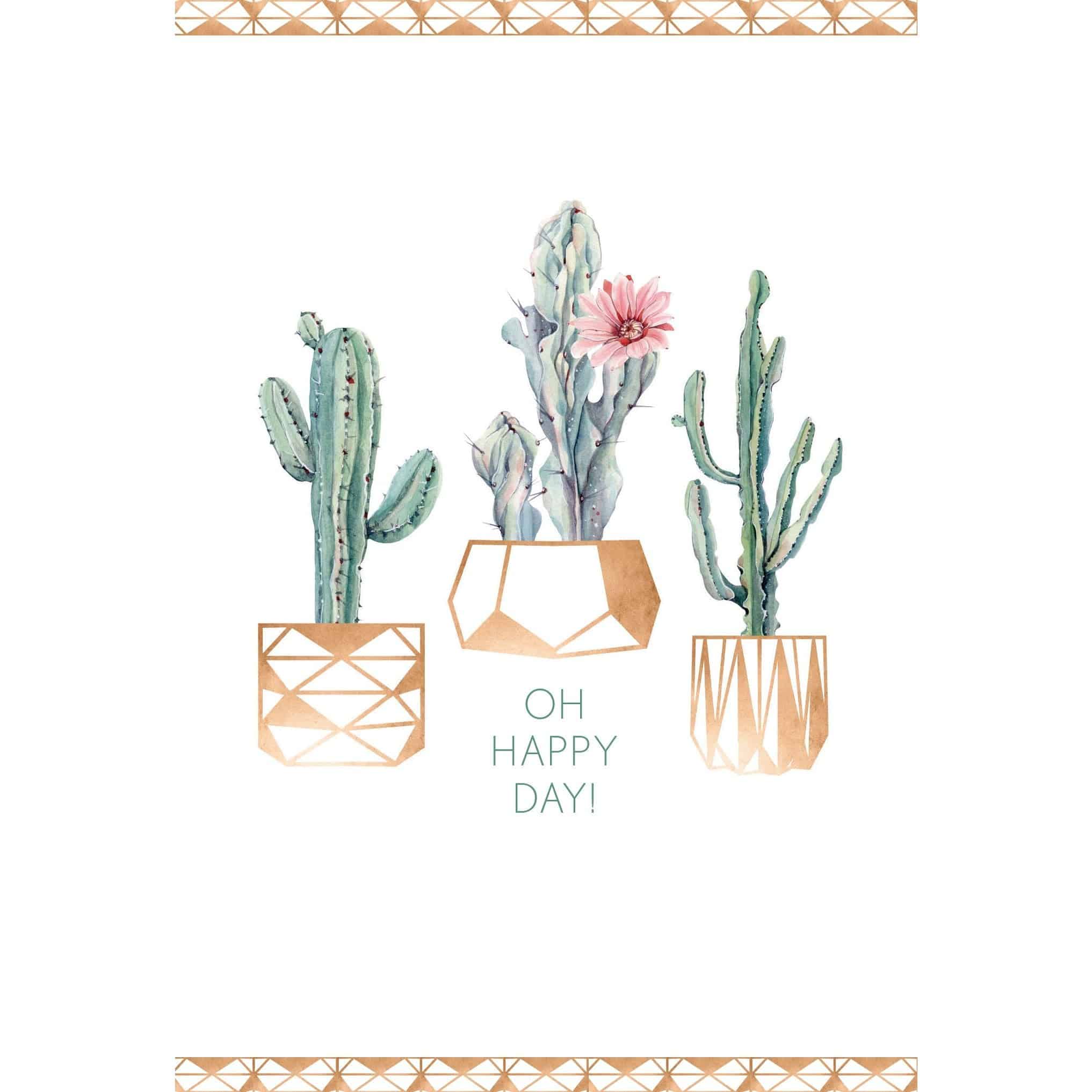 Pictura birthday card featuring a colorful illustration of a cactus in a pot, suitable for everyday greeting cards.