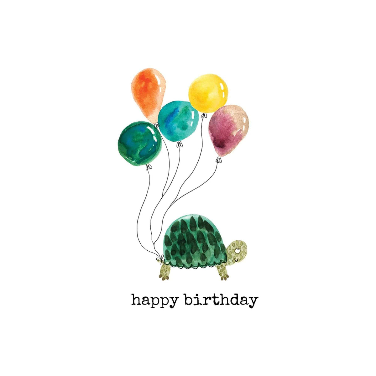 Pictura Turtle and balloons belated birthday card featuring colorful illustrations and playful design for special occasions.