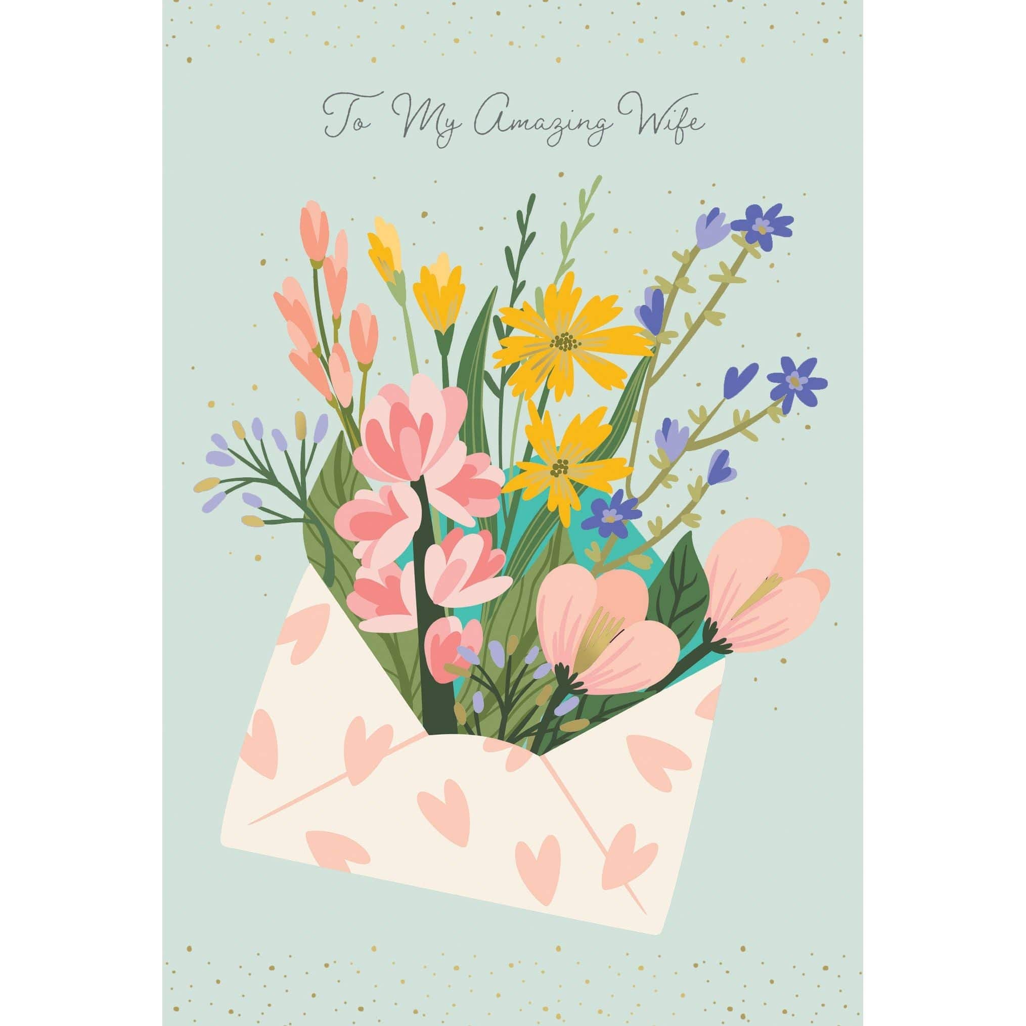 Pictura Amazing Wife birthday card featuring heartfelt message and colorful floral design for special occasions.