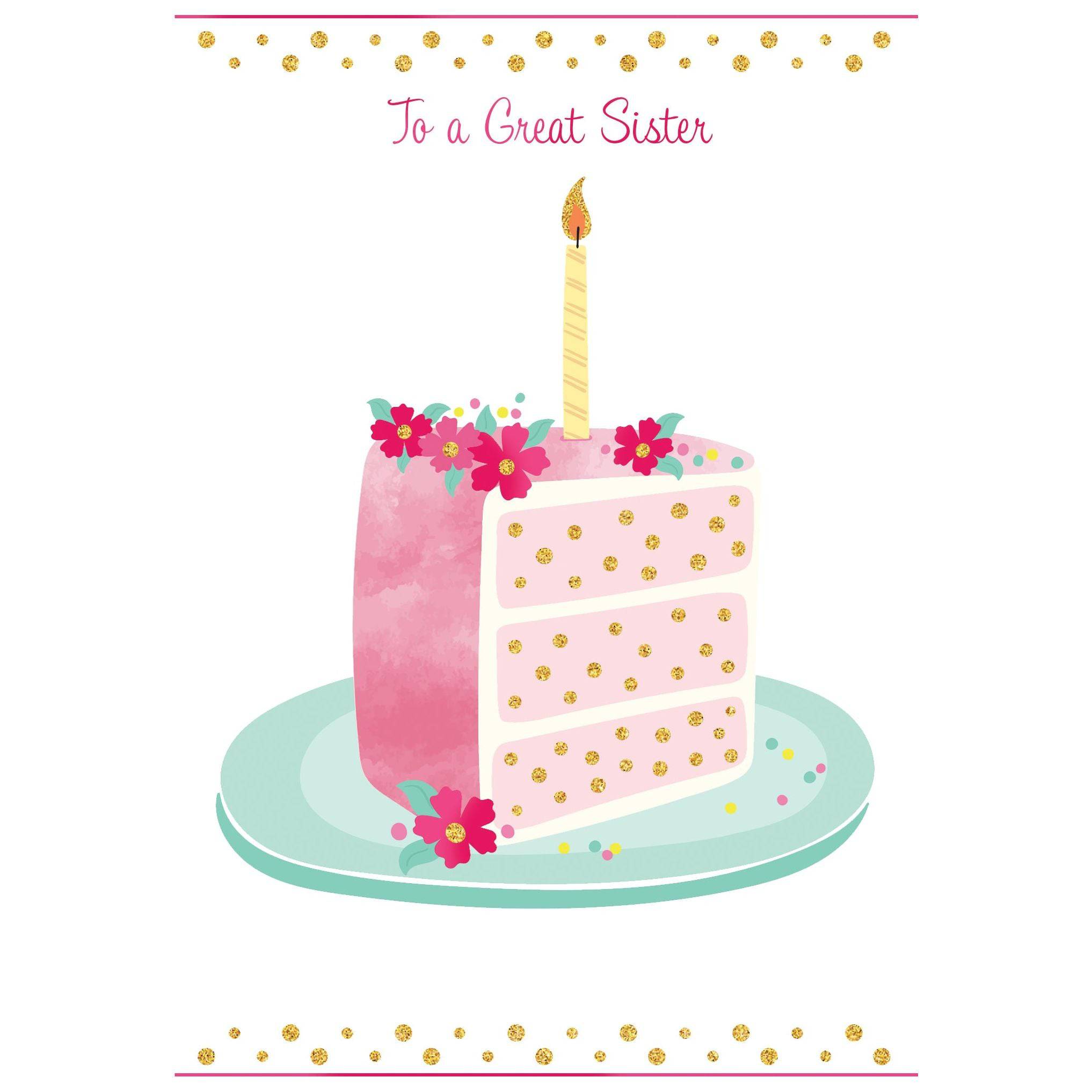 Pictura birthday card featuring a cake slice design, perfect for sisters, part of the everyday card collection.