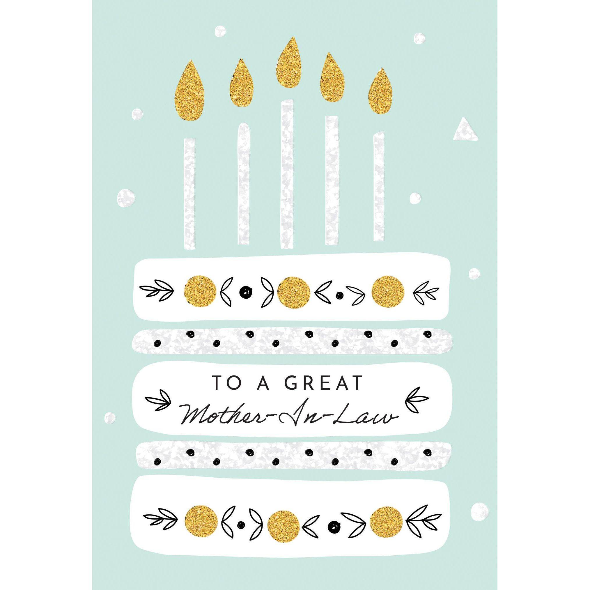 Pictura birthday card featuring a cake with candles design, perfect for celebrating with a mother-in-law.