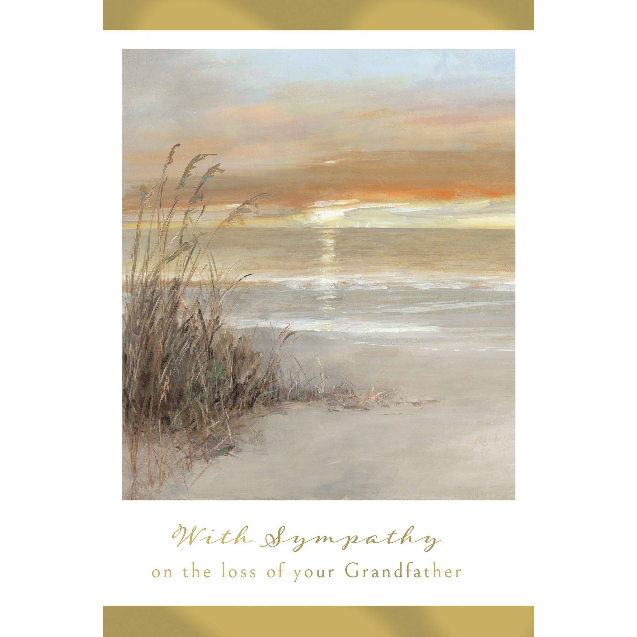Pictura Malibu Sunset sympathy card for grandfather featuring a serene sunset scene, suitable for expressing condolences.