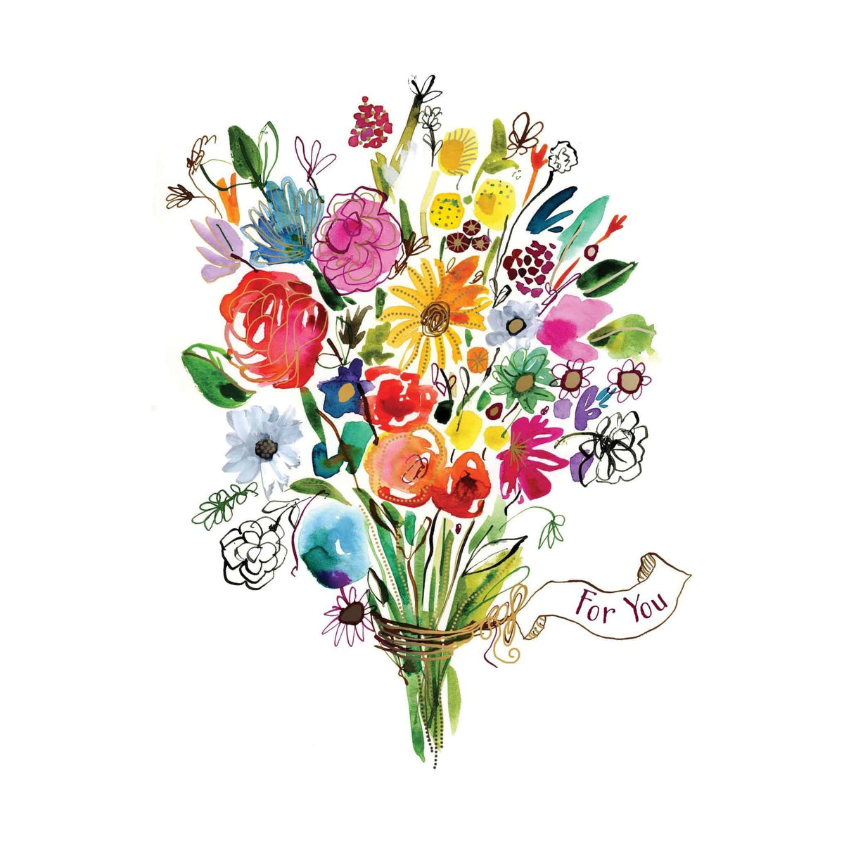 Pictura wildflower thank you card featuring a colorful bunch of wildflowers with handwritten "Thank You" message on the front.