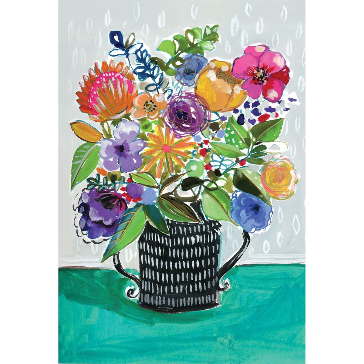 Luscious Vase Get Well everyday card by Pictura featuring a vibrant floral illustration on a colorful card.