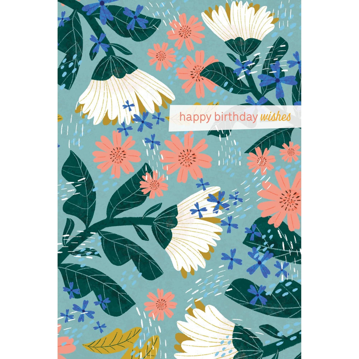 Pictura birthday wish flowers card featuring colorful floral illustrations, perfect for celebrating birthdays with heartfelt messages
