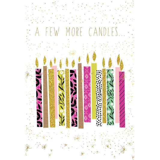 Colorful candles birthday card by Sara Miller, featuring vibrant candle illustrations on an elegant Pictura everyday card.