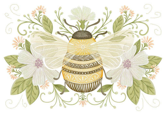 Bee birthday card from Pictura's Sienna's Garden collection featuring a colorful bee design on a cheerful greeting card.