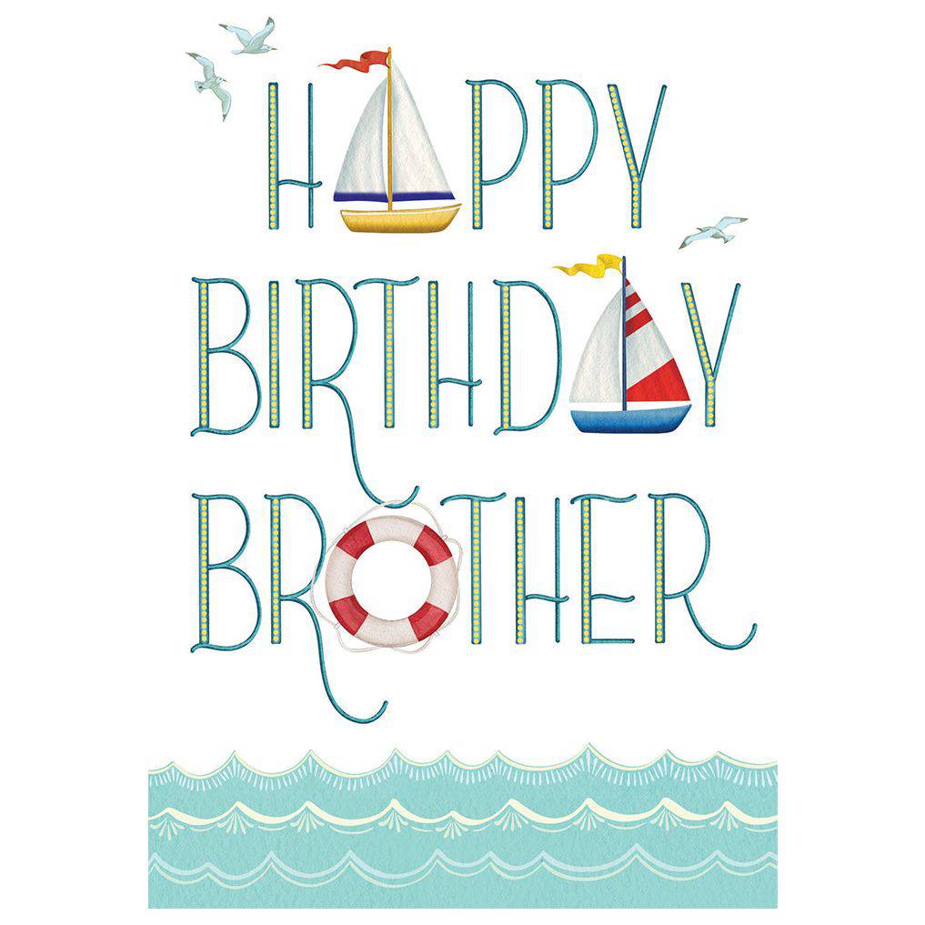 Pictura Sailboat Text Birthday Card for Brother featuring a colorful sailboat illustration on an everyday greeting card.