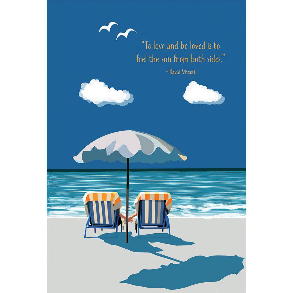 Pictura two beach chairs anniversary card featuring a colorful outdoor scene with two chairs on a sunny beach.