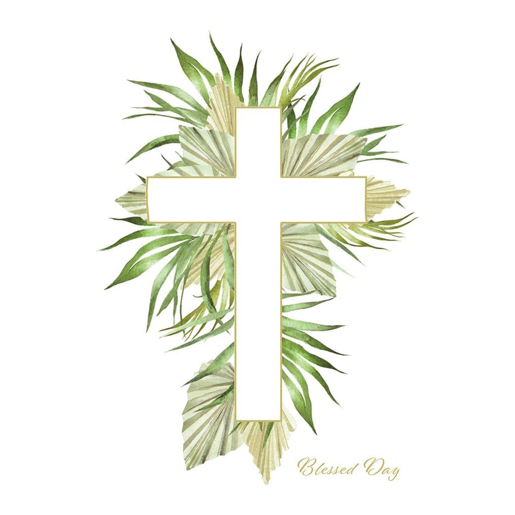 Pictura Palm Cross Communion Card from Everyday Cards set, featuring a detailed palm cross design on white background.