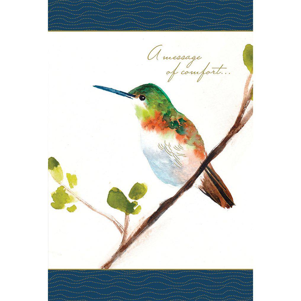 Pictura large hummingbird get well card featuring colorful hummingbird illustration on an everyday greeting card.