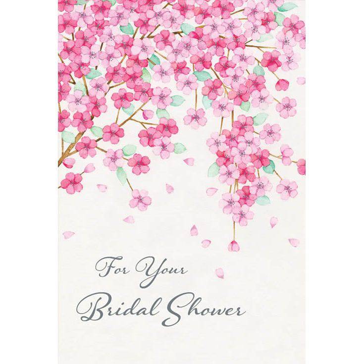 Pictura Cherry Blossoms Wedding Shower Card with delicate floral design, perfect for celebrating a wedding event.