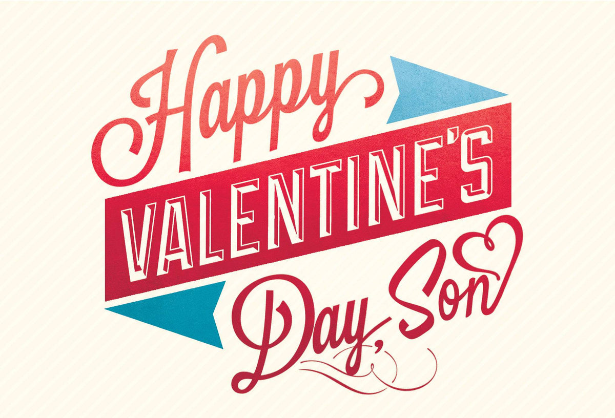 Pictura Valentine typography Valentine's Day card for son featuring colorful heart and love message design.